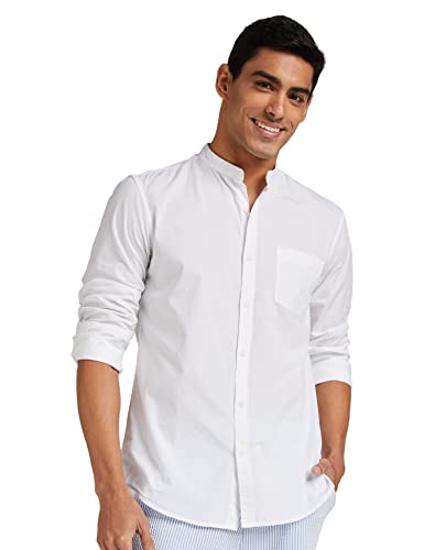 Amazon Brand - Symbol Men's Cotton Shirt | Chinese Collar | Casual | Plain | Full Sleeve | Summer - Regular Fit (Available in Plus Size) - Image 2